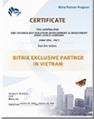 Bitrix Exclusive Partner Certificate